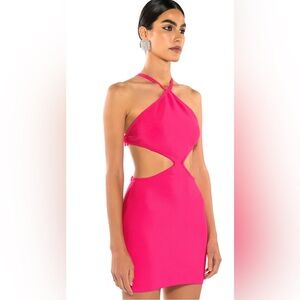Akira Hot Pink Cutout Bodycon Mini Dress Women’s Size S – Bow Straps